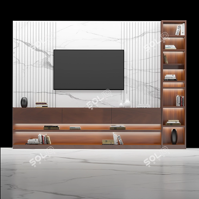 Modern Wall-Mounted TV Stand 3D model image 1