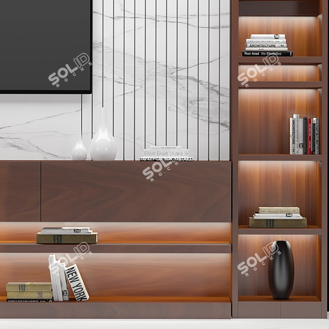 Modern Wall-Mounted TV Stand 3D model image 2