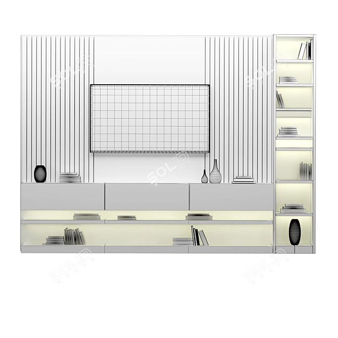 Modern Wall-Mounted TV Stand 3D model image 3