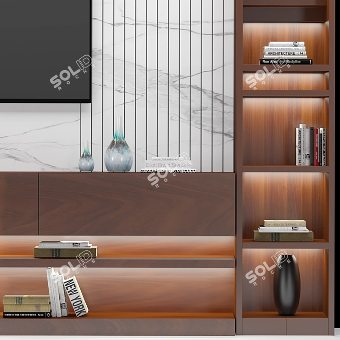 Modern Wall-Mounted TV Stand 3D model image 6