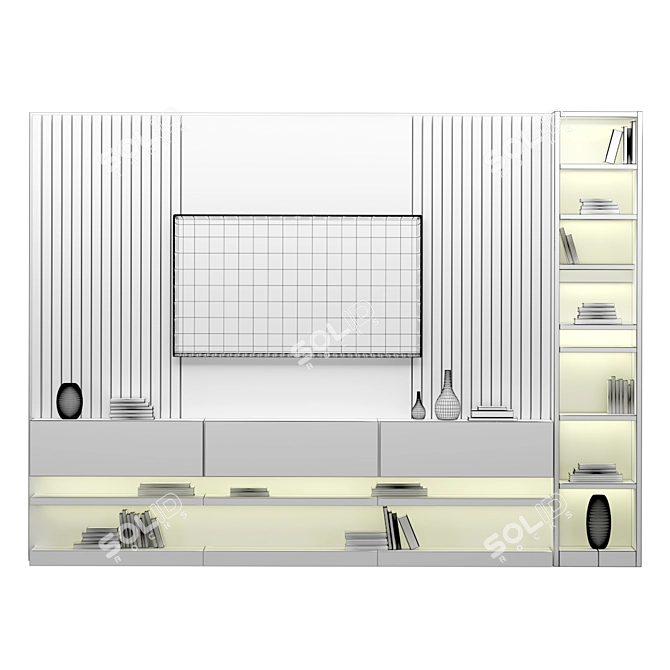 Modern Wall-Mounted TV Stand 3D model image 7