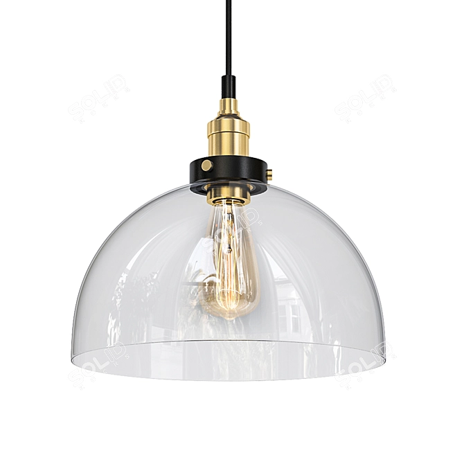 Sleek Glass Dome Pendant Light 3D model image 1