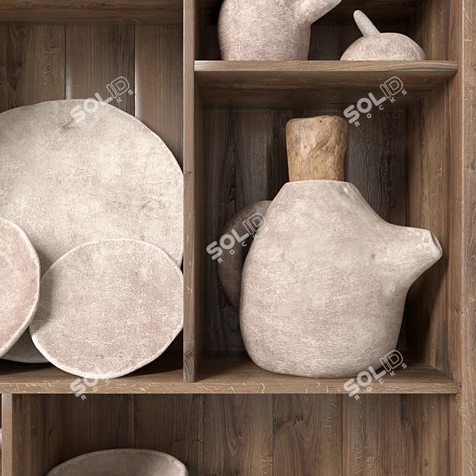 Handcrafted Clay Dishes Rack 3D model image 3