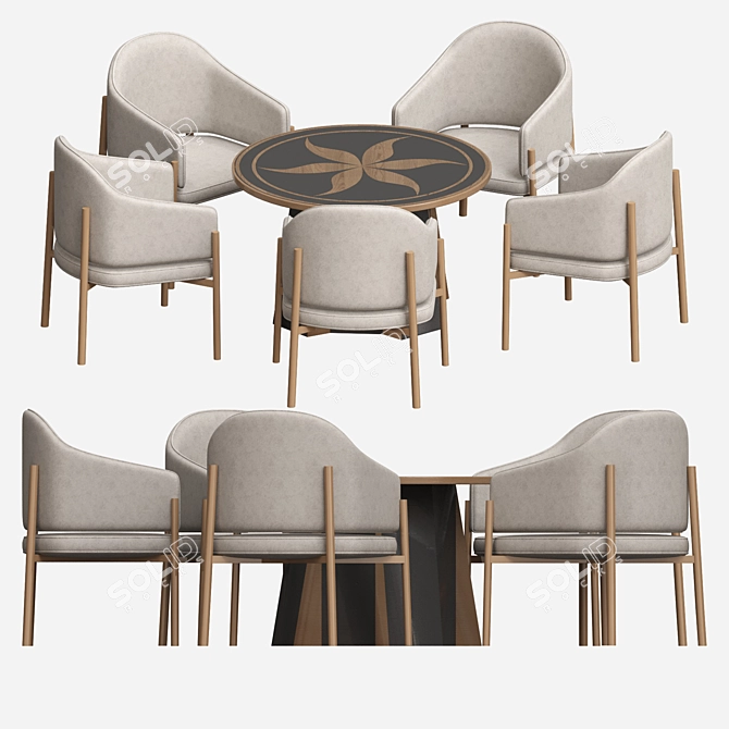 Elegant Bonding Box Chair Set 3D model image 1