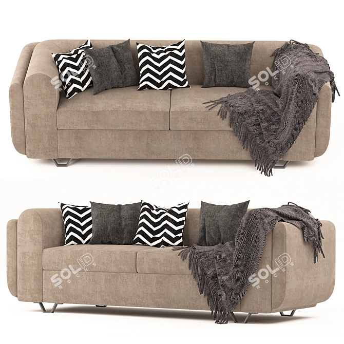 Elegant Eileen Velvet Sofa 3D model image 1