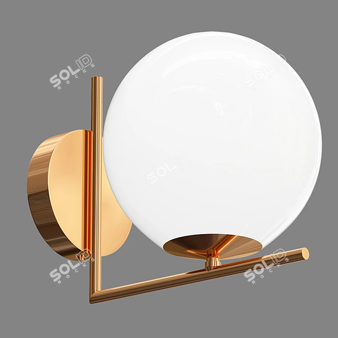 Title: Scandinavian Style Wall Lamp with Glass Globe 3D model image 1