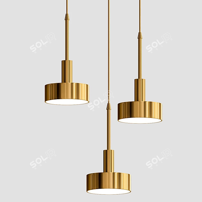 Elegant Brass LED Pendant 3D model image 1