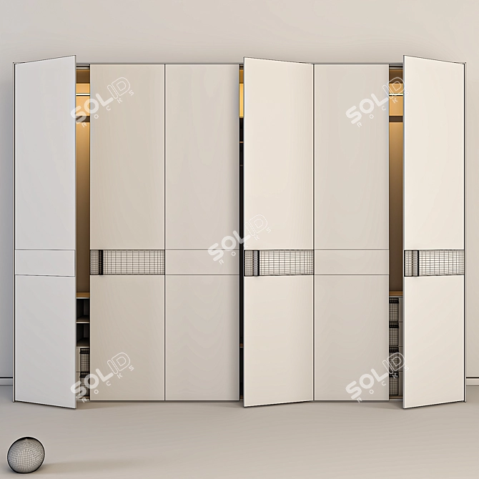 Italian Style 3-Part Wardrobe 3D model image 3