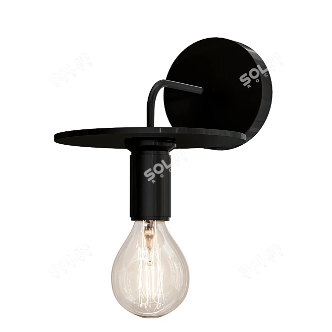 Knurled Disk Shade Sconce Black 3D model image 1