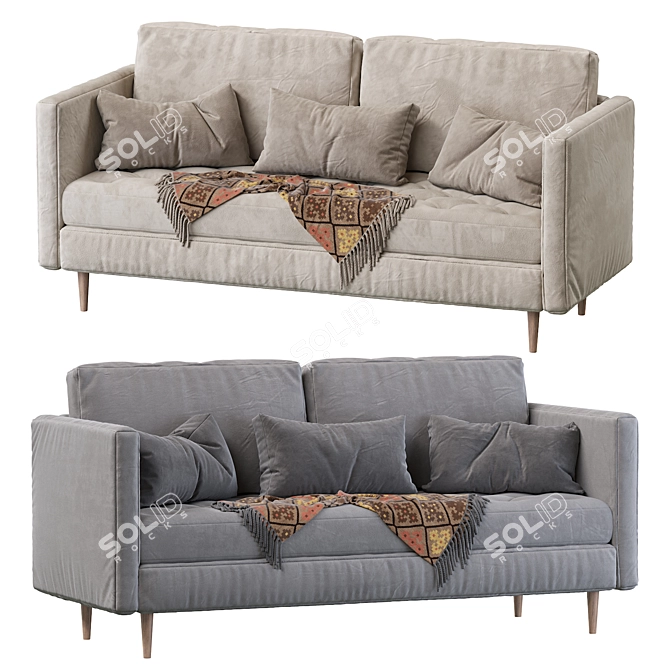 Mid-Century Tufted Seat Sofa 3D model image 1