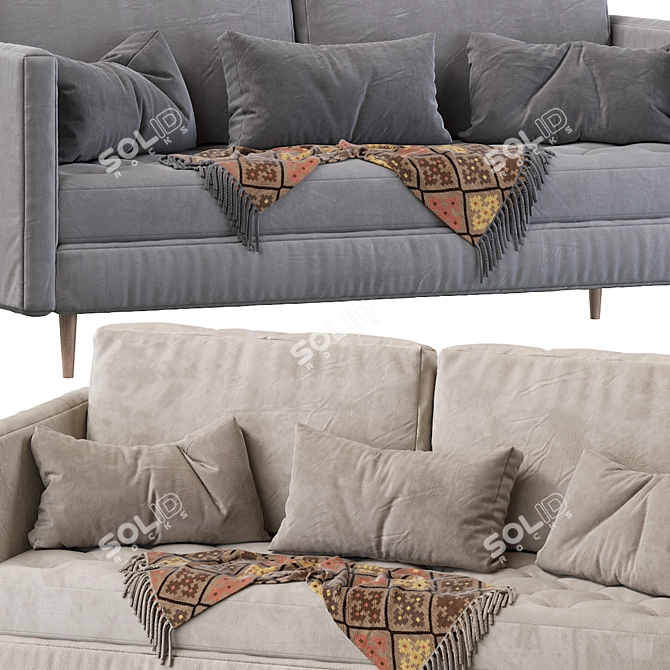Mid-Century Tufted Seat Sofa 3D model image 3