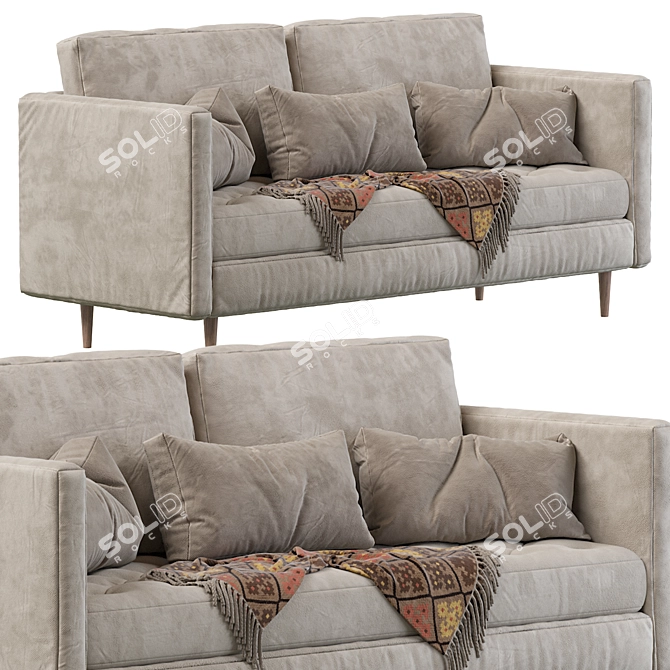 Mid-Century Tufted Seat Sofa 3D model image 4