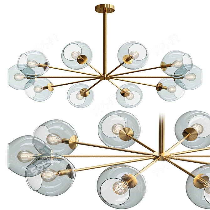 Scandinavian-Style Glass Chandelier 3D model image 1
