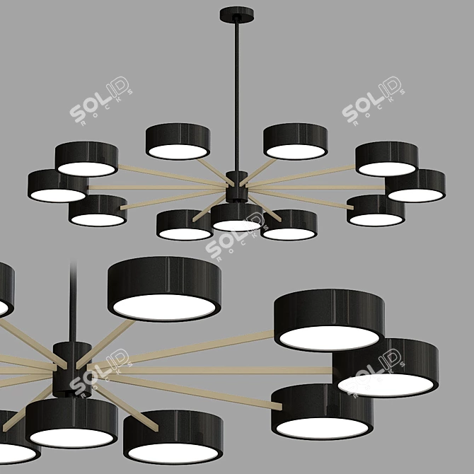 Sleek Metal LED Chandelier 3D model image 1