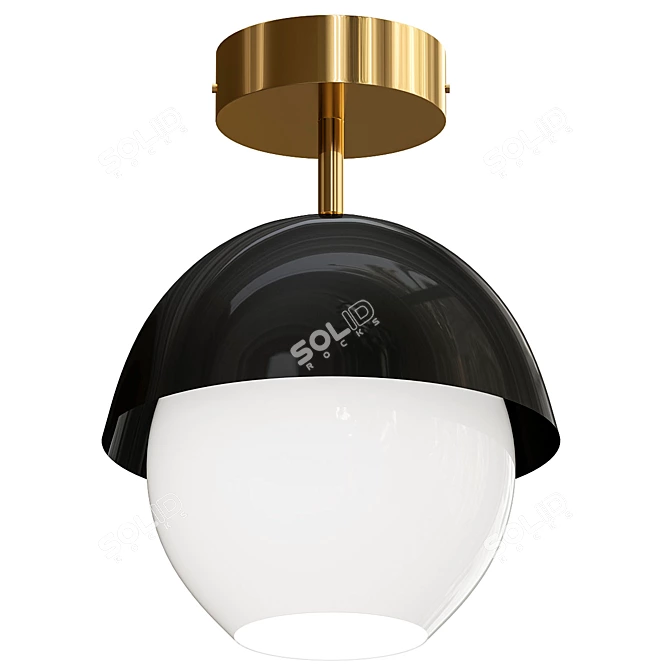 Elegant Brass LED Ceiling Light 3D model image 1
