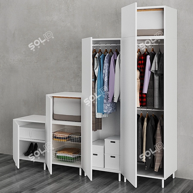 OPHUS Wardrobe - Modern White Storage Solution 3D model image 3