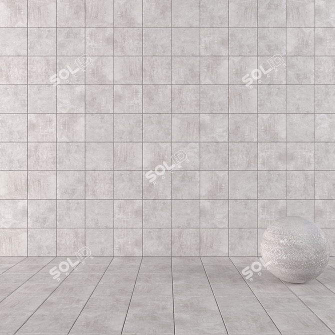 Stylish Ares Grey Concrete Tiles 3D model image 1