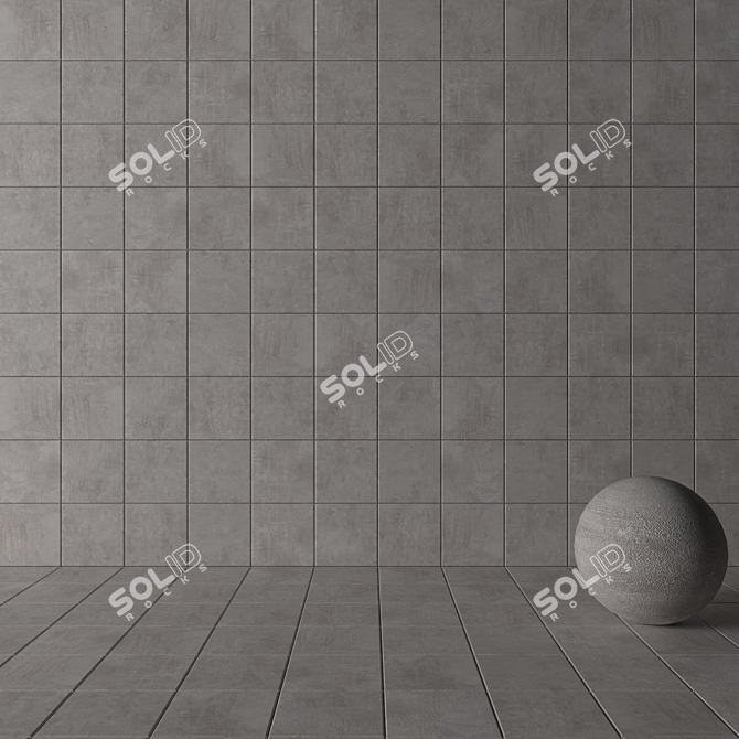 Stylish Ares Grey Concrete Tiles 3D model image 3