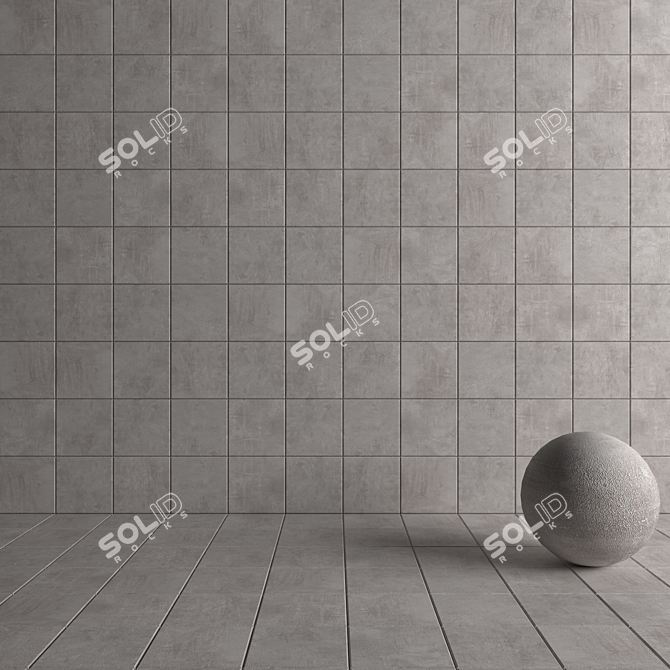 Stylish Ares Grey Concrete Tiles 3D model image 4