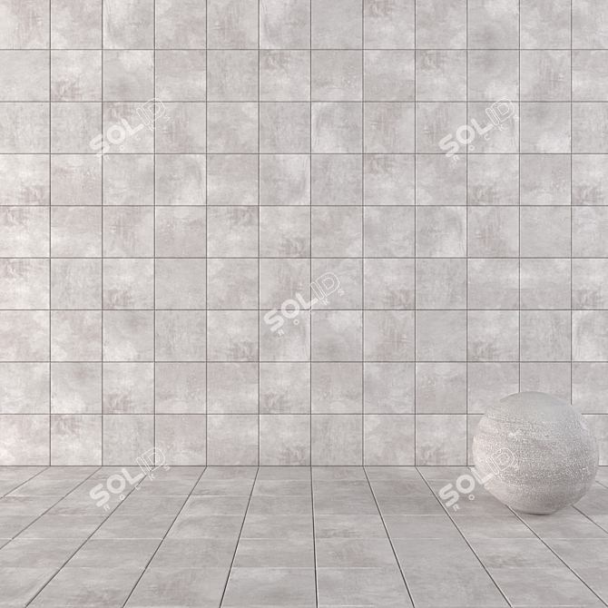 Ares Grey Concrete Wall Tiles 3D model image 1