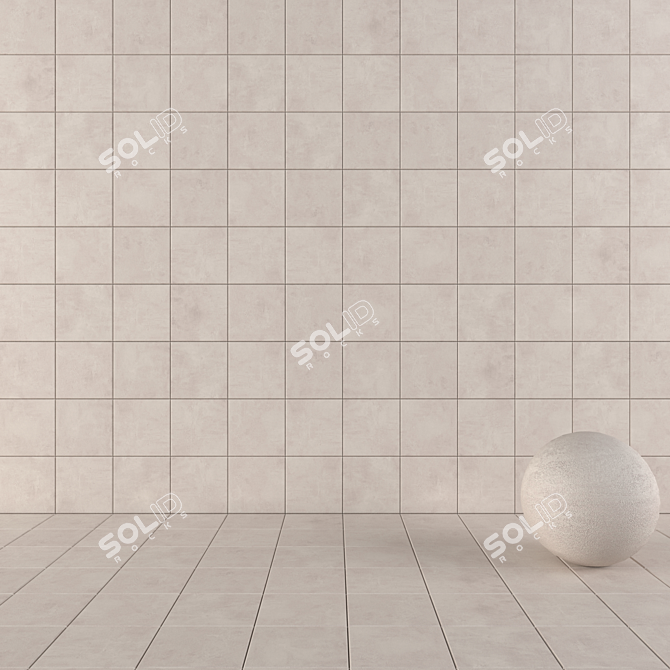 Ares Ivory Concrete Wall Tiles 3D model image 1