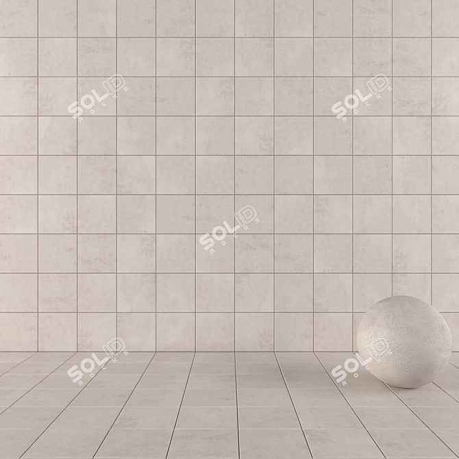 Ares Ivory Concrete Wall Tiles Set 3D model image 1