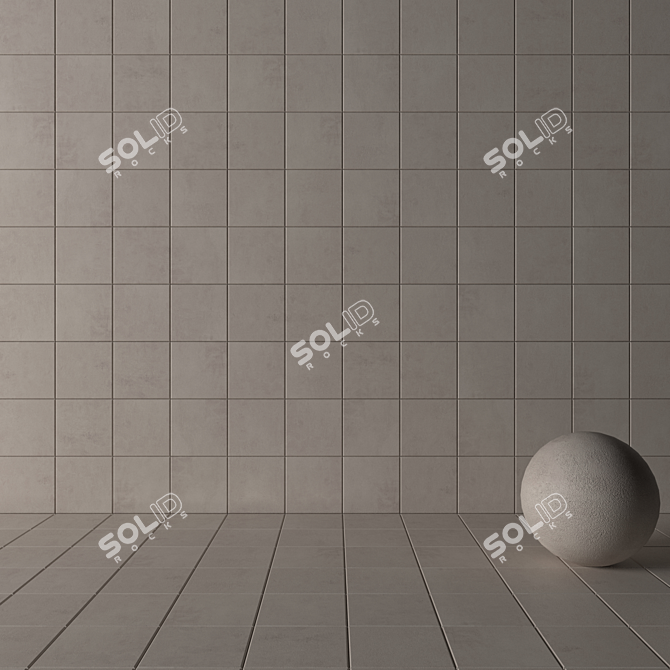 Ares Ivory Concrete Wall Tiles Set 3D model image 3