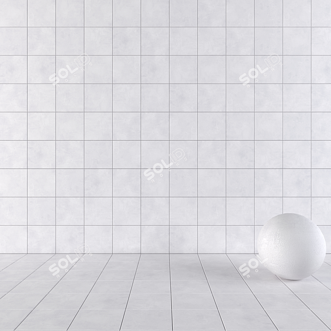 Ares White Concrete Wall Tiles: Modern & Textured 3D model image 1