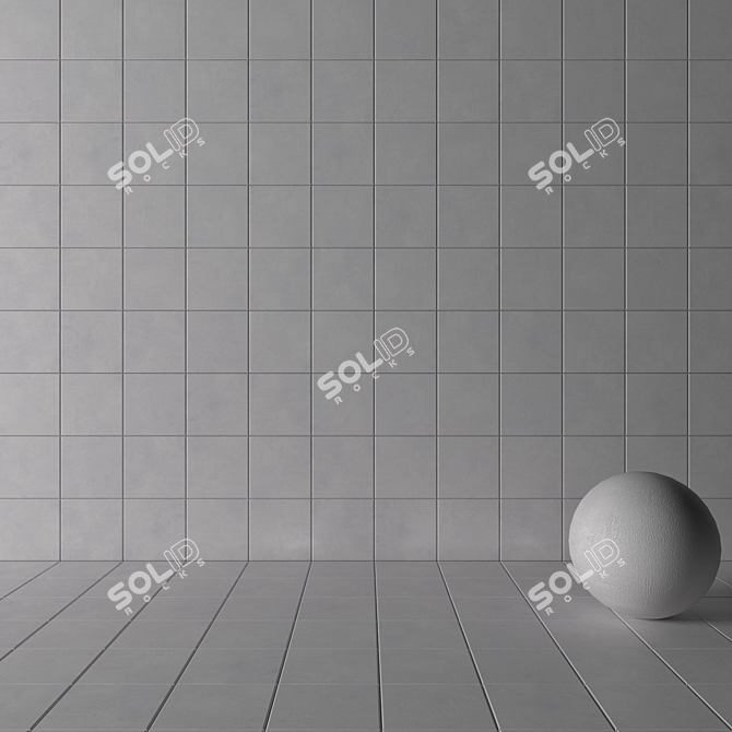 Ares White Concrete Wall Tiles: Modern & Textured 3D model image 3