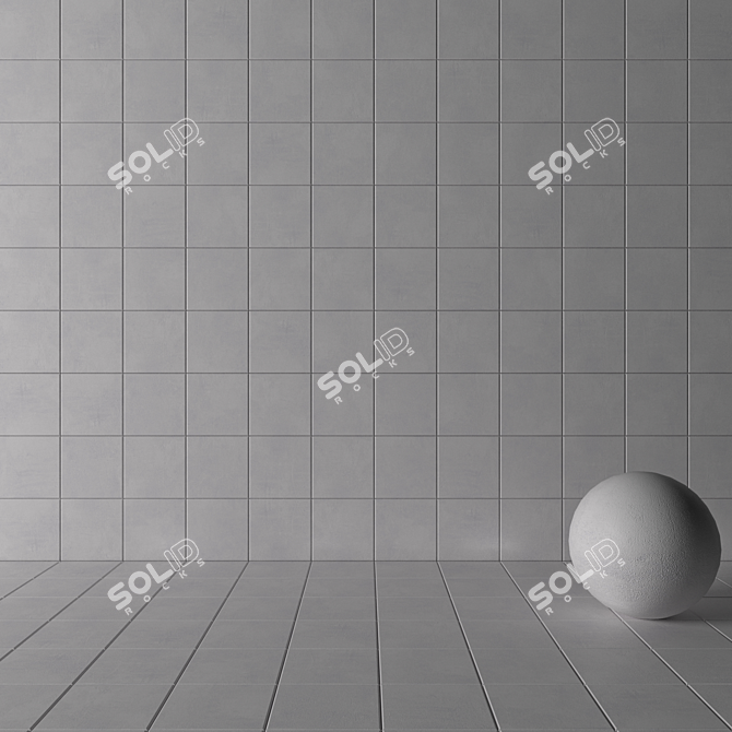 Ares White Concrete Wall Tiles Set 3D model image 3