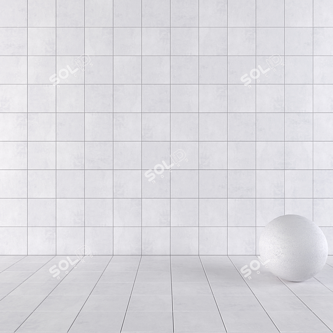 Ares White Concrete Wall Tiles 3D model image 1