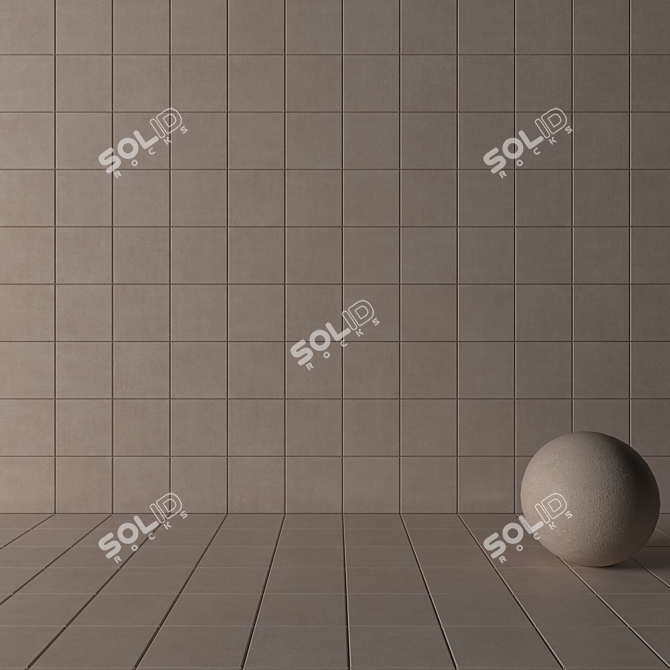 Beige Concrete Wall Tiles: Stylish & Durable 3D model image 3
