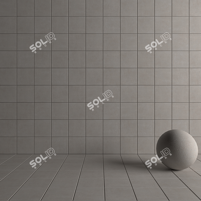 Concrete Grey Wall Tiles 3D model image 4