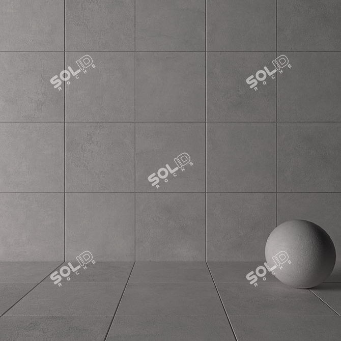 Sleek Concrete Wall Tiles 3D model image 3