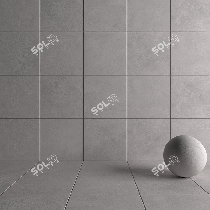 Sleek Concrete Wall Tiles 3D model image 4