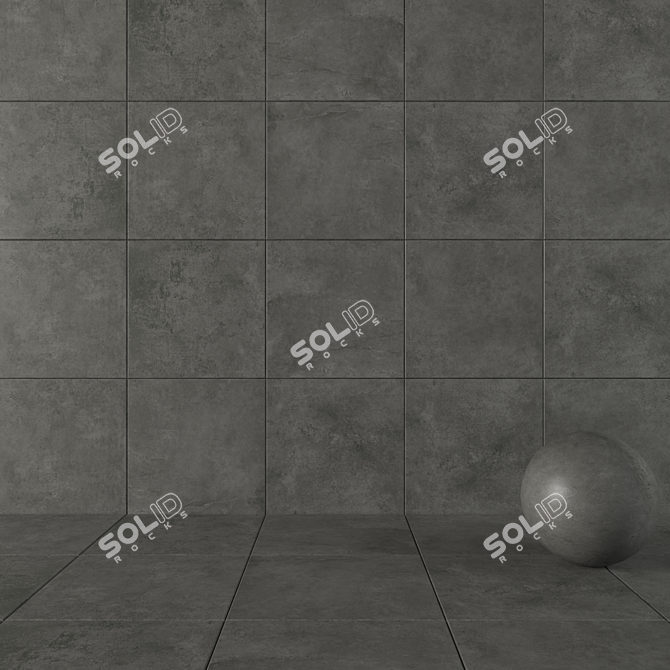 Anthracite Concrete Wall Tiles: Suite Collection 3D model image 1