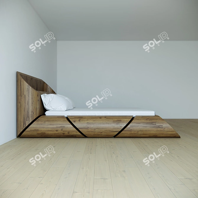 Illuminated Wooden Bed | 2000x1800mm 3D model image 3