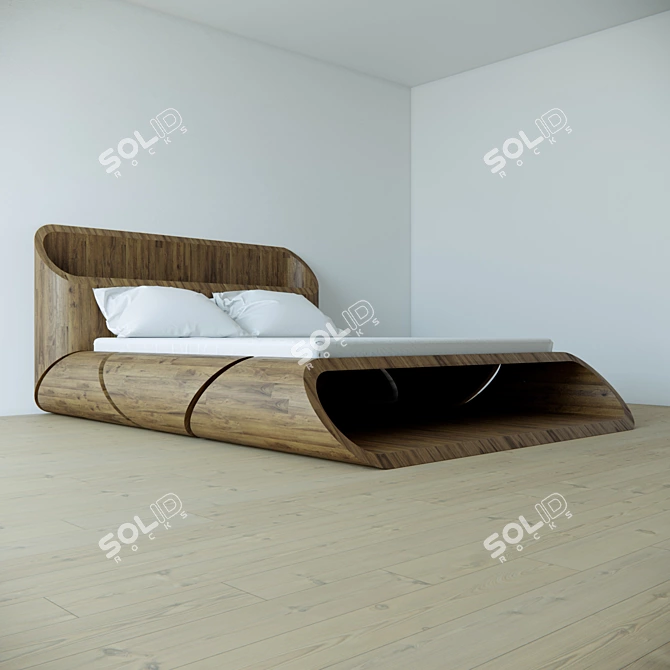 Illuminated Wooden Bed | 2000x1800mm 3D model image 6