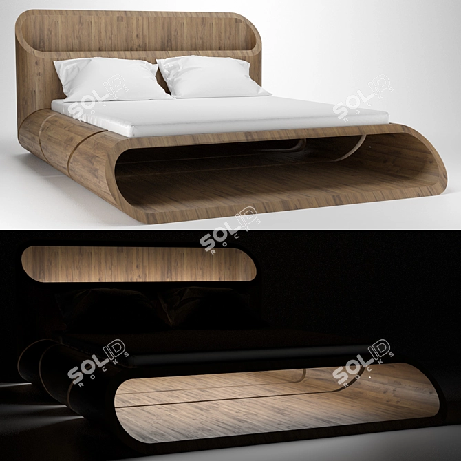Illuminated Wooden Bed | 2000x1800mm 3D model image 8