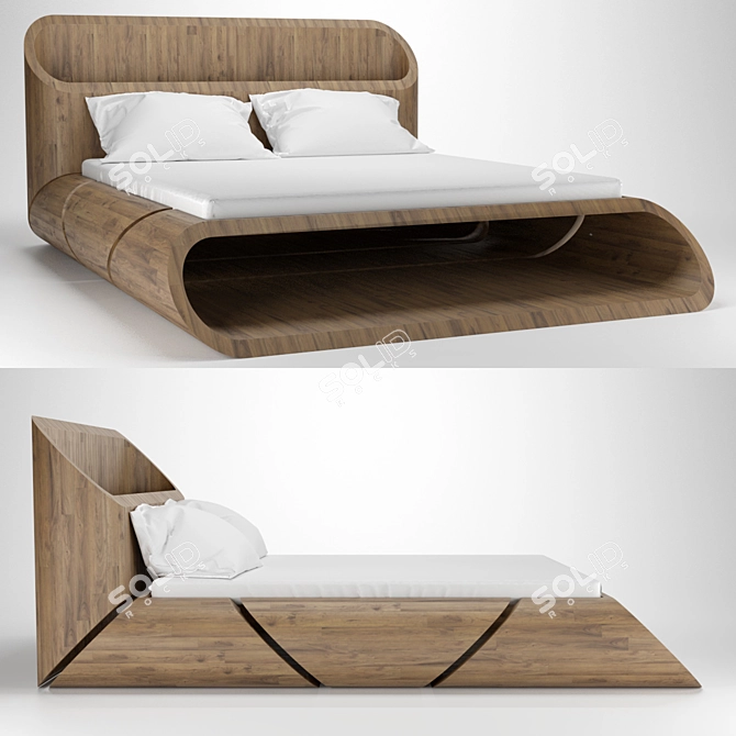 Illuminated Wooden Bed | 2000x1800mm 3D model image 10