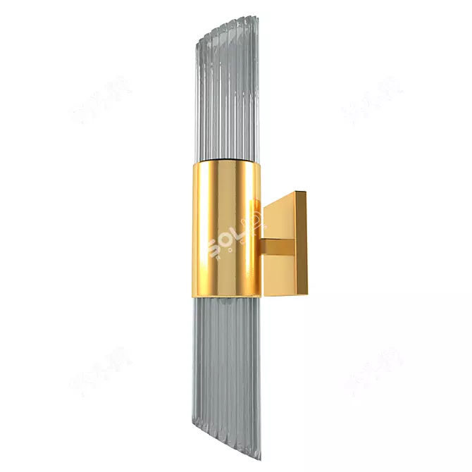 Luxurious Gold Clear Glass Wall Sconce 3D model image 1