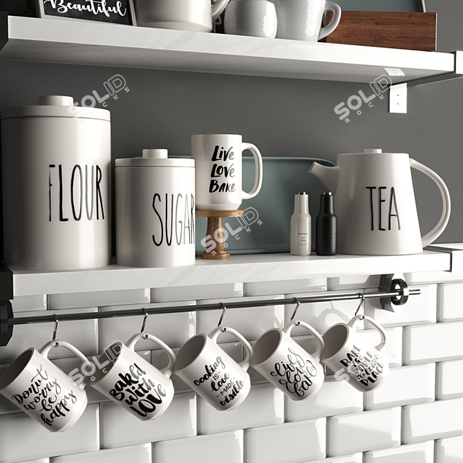 Modular Kitchen Design: High Detail 3D Model 3D model image 3