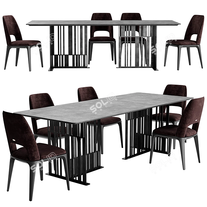 Sleek Solo Dining Set 3D model image 1