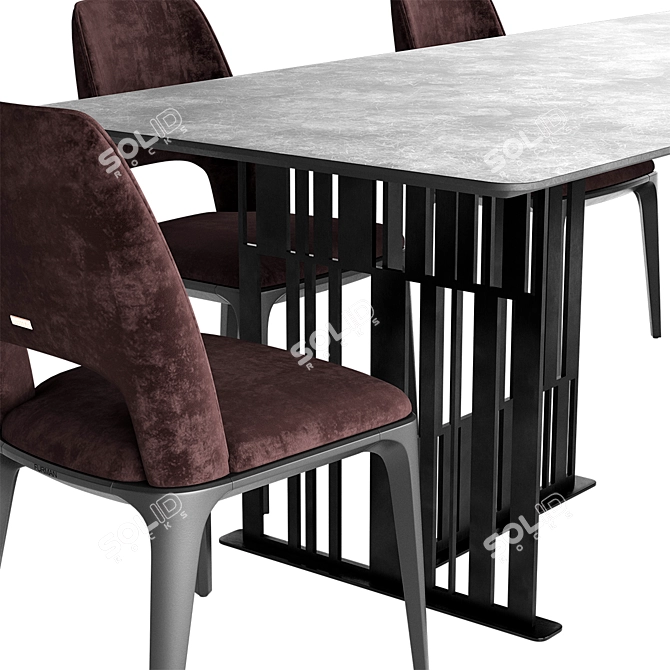 Sleek Solo Dining Set 3D model image 3