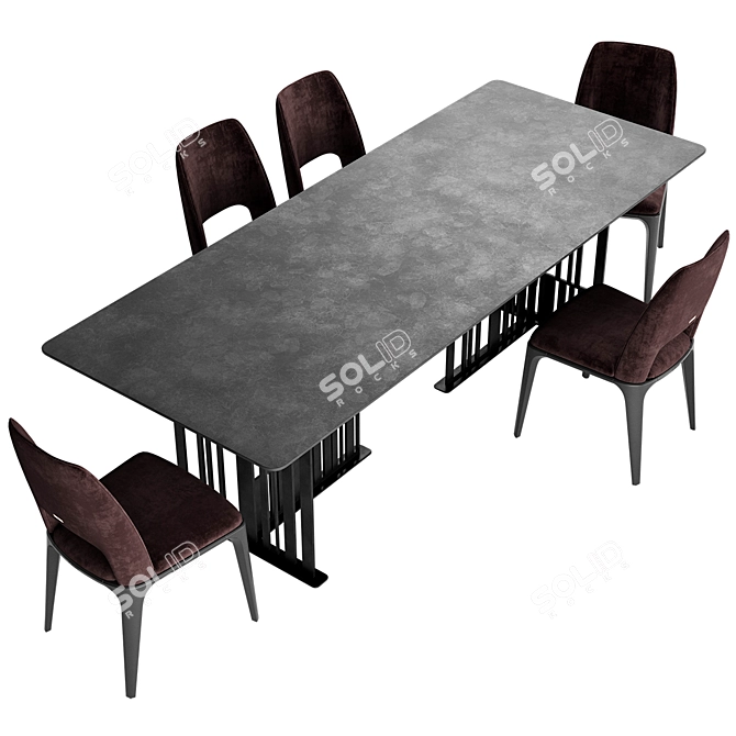 Sleek Solo Dining Set 3D model image 4