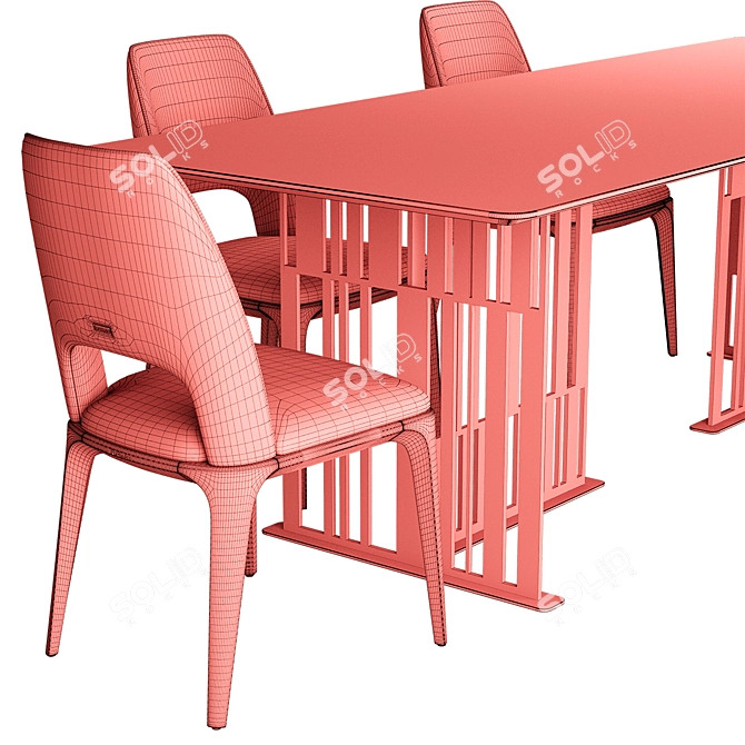 Sleek Solo Dining Set 3D model image 5