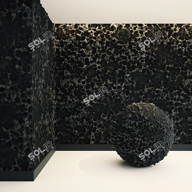 Black Volcanic Rock Texture Kit 3D model image 1