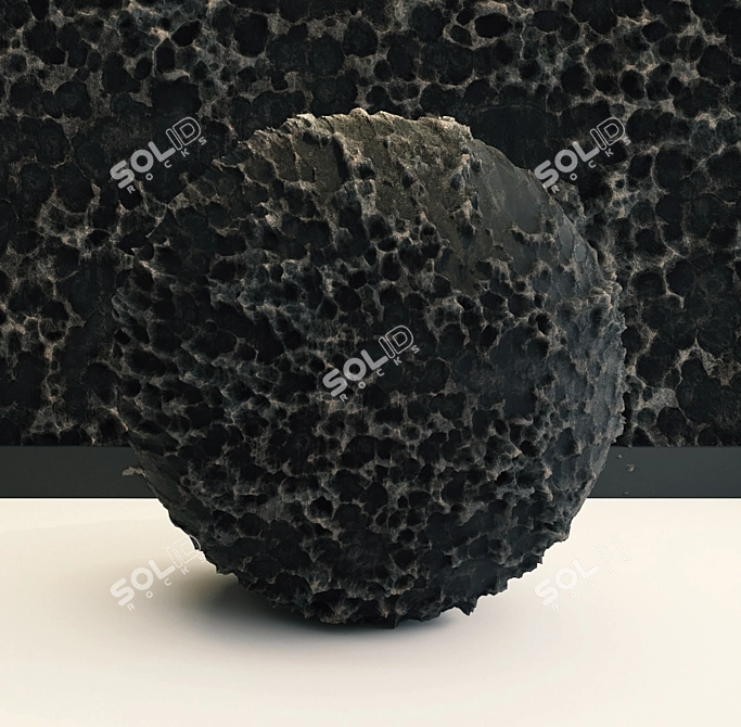 Black Volcanic Rock Texture Kit 3D model image 2