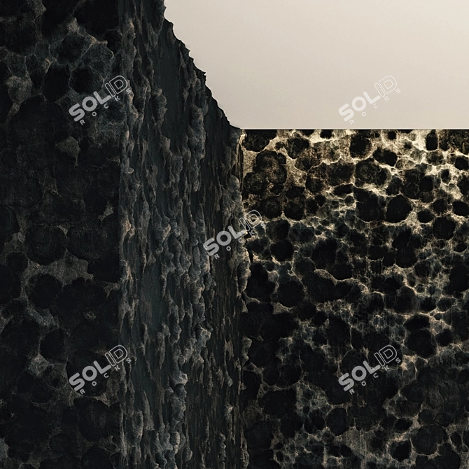 Black Volcanic Rock Texture Kit 3D model image 3