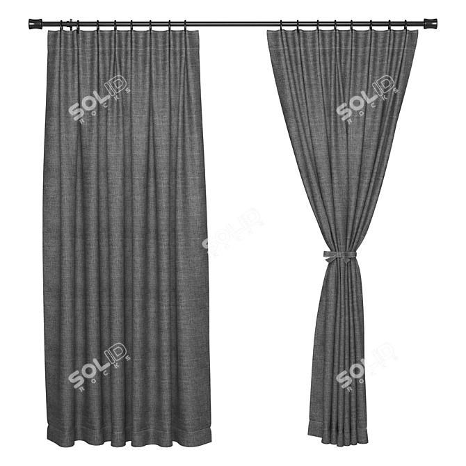 Charcoal Elegance Curtain: Fashionable & Functional 3D model image 1